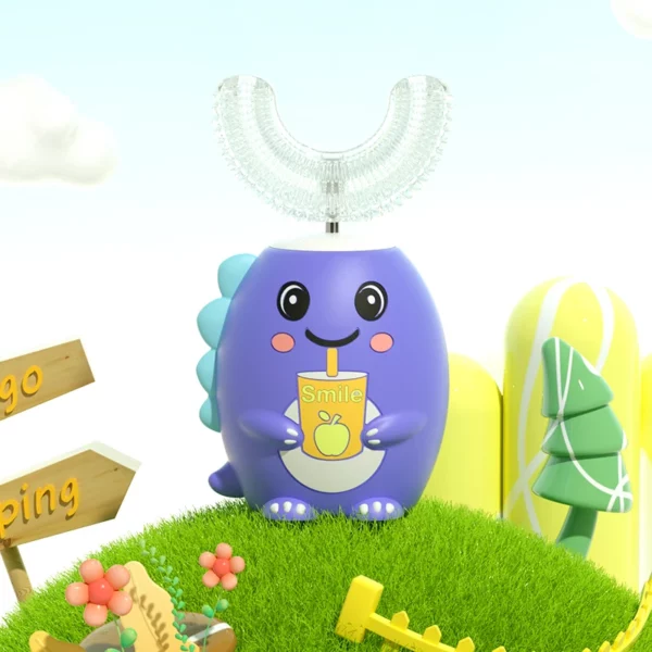OralGos DB209 Dinosaur-Themed U-Shaped Electric Toothbrush
