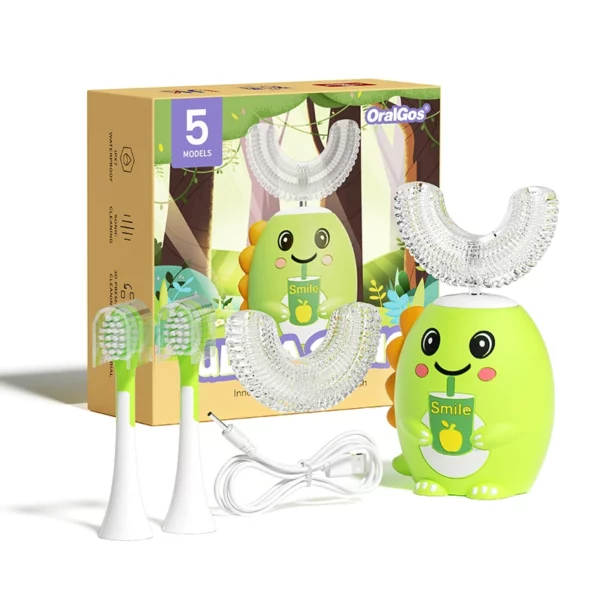 OralGos DB209 Dinosaur-Themed U-Shaped Electric Toothbrush