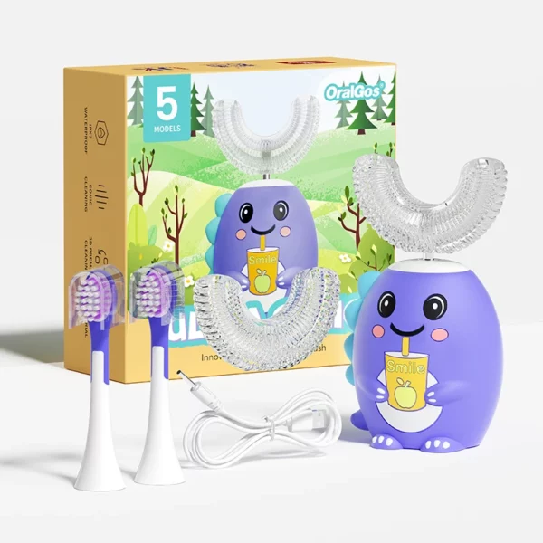 OralGos DB209 Dinosaur-Themed U-Shaped Electric Toothbrush