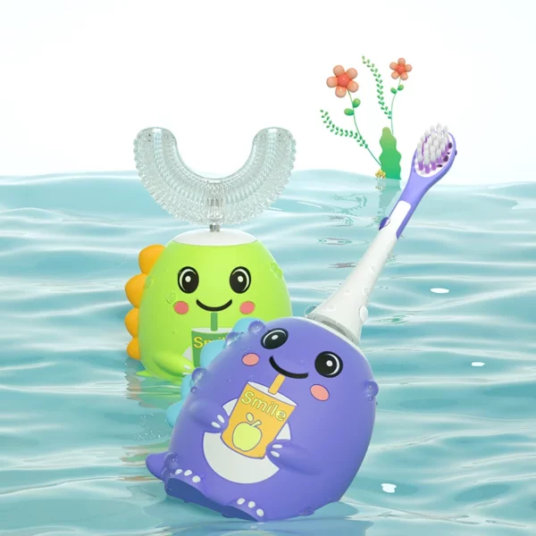 OralGos DB209 Dinosaur-Themed U-Shaped Electric Toothbrush
