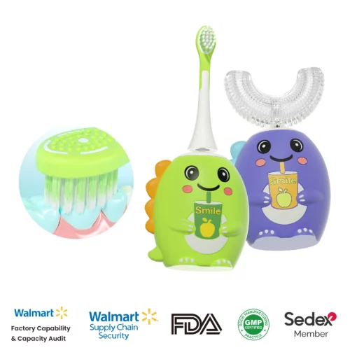 OralGos DB209 Dinosaur-Themed U-Shaped Electric Toothbrush